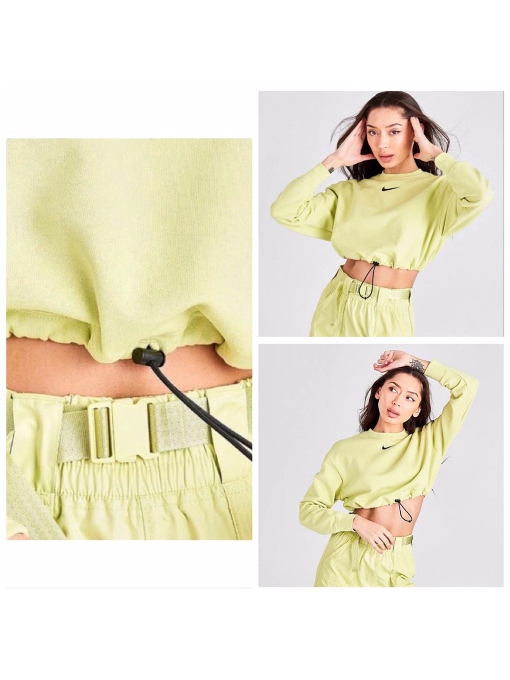 Nike Cropped Crew Sweatshirt in Lime green with Black Swoosh. MINT condition!